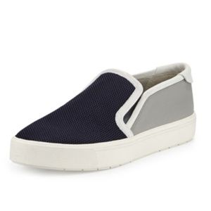 Vince Womens Bram Blue Mesh Slip-On Sneaker